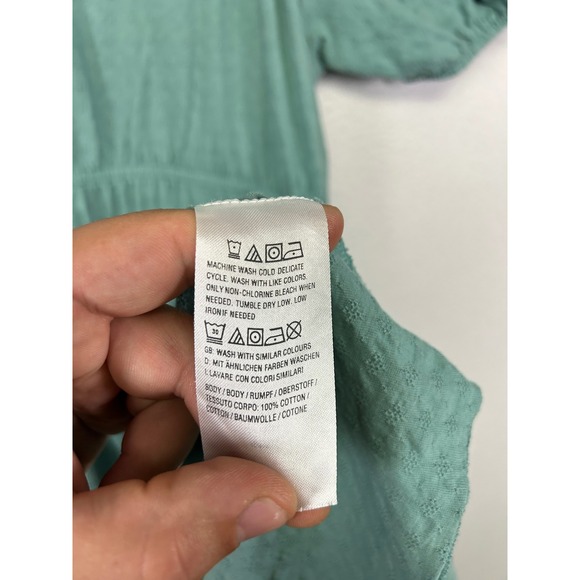 Cottagecore Destination 365 Womens MP Green Textured Puff Sleeve Tiered Dress - Picture 8 of 11